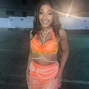 Vibrant Orange Beaded Bikini Set